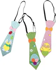 [LALAFINA] 3pcs Easter Tie Bunny Statues Funny Trophies Light-up Cartoon Ties Trinket Statue Adorn Accessories Ties Glitter Ties Gold Trophy Egg Party Tie Glitter Paper