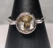 PALLASITE METEORITE SPINNER RING, SMALL - Size 7.5 Adjustable
