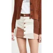 Alice & Olivia Jeans Good High-Rise Patchwork Mini Skirt Size 30 I31