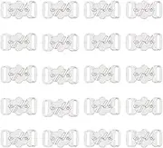 SUPERFINDINGS 60 Sets Plastic Bikini Bra Clips Hooks Flower Shaped Bra Slide Buckles Clear Swimsuit Bra Hooks Bikini Halter Adjustment Slides for Swimsuit Tops and Lingerie, 2.1x1.4cm, Clear