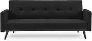 Sarantino 3 Seater Modular Linen Fabric Sofa Bed Couch Armrest Furniture Lounge Black