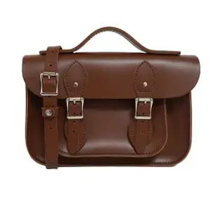 【The Leather Satchel Co.】11吋 英國手工牛皮劍橋包 手提包 肩背包 側肩包 多功能兩用包(栗木棕)