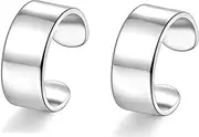 [Candyfancy] Clip on Earrings Sterling Silver 925 for Non Pierced Helix Cartilage Fake Ear Cuffs Wrap for Men Women, Sterling Silver