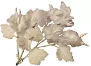 vintage silk off white blossoms pearl stamens sage velvet leaves 1 spray Japan