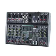 Professional 8 Channel Audio Mixer Built-in 99DSP 7-Segment Balanced Effect Bluetooth Live Recording XLR Mixer US Plug Black