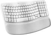 Logitech Wave Keys Wireless Ergonomic Keyboard with Cushioned Palm Rest, Comfortable Natural Typing, Easy-Switch, Bluetooth, Logi Bolt Receiver, for Multi-OS, Windows/Mac - White