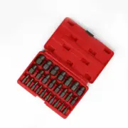 Multi-Spline Screw Extractor Set Hex Head Bit Socket Wrench Bolt Remover 25Pcs