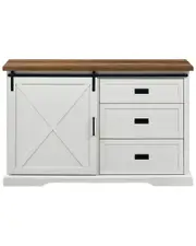 Walker Edison Modern Farmhouse Metal & Wood Sliding X-Barn Door Sideboard