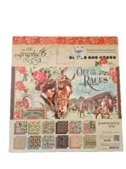 Graphic 45 *OFF TO THE RACES* ORIGINAL 2016 RETIRED Paper Pad Horses NEW