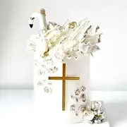 10-Piece Set,Gold Cross Cake Toppers, 3.94" x 5.91" Each, Baptism First Holy Communion Cake Topper