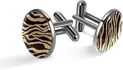 [Generic] Men's Cufflinks, Zebra Texture Cuff Links for Men, Classic Cufflinks Black for Suit Shirt Wedding Business Birthday Jewelry Gift