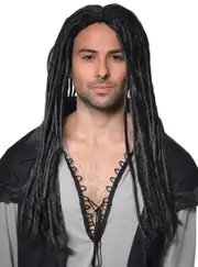 Jamaican Rasta Mens Black Dreadlocks Costume Wig