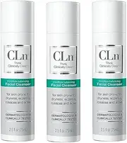 CLn Facial Cleanser 3 Pack - Hydrating Facial Cleanser with Glycerin, For Skin Prone to Dryness, Eczema, Redness, Irritation, and Acne Sensitivity. Fragrance-Free & Paraben-Free. 2.5fl. oz.