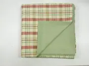 Reversible Plaid& Solid Tablecloth ~ Red Green Yellow ~ 43" x 43" Square