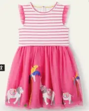 NWT Mini Boden Elephant Tulle Layered Dress 7-8