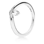 Pandora Sterling Silver Wishbone Ring With Teardrop CZ 197790-56 Size 7.5