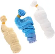 KALLORY 3pcs Heat Resistant Doll Wigs Easy DIY Craft Materials for Custom Doll Hairstyles Stylish and Unique Hair Extensions