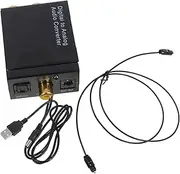 BESTOYARD Digital to Analog Audio Converter Powered Signal Splitter with Optical Fiber Cable Black Easy Installation Support Noise Transmission