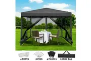 Instahut Gazebo Pop Up Marquee 3x3m Wedding Party Outdoor Camping Tent Canopy Shade Mesh Wall Grey