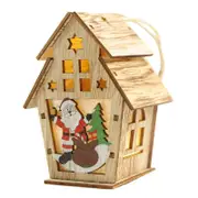 2Pcs Christmas New Assembled Wooden Xmas Light Colorful Cabin Decoration Ornaments double layer L-Santa Claus