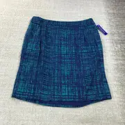 New PENDELTON Skirt Womens 16 Linen Blend Blue Lined Green Casual Ladies