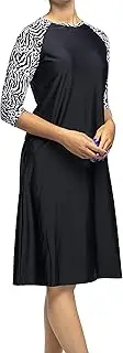 [Shira Modest Swimwear] Woman Modest Tznius 3/4 Sleeve Swimdress, Beach Cover up UPF 50+ Sun Protection