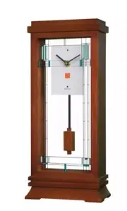 Bulova B1839 Frank Lloyd Wright Mantel Clock, 14"-Walnut Finish