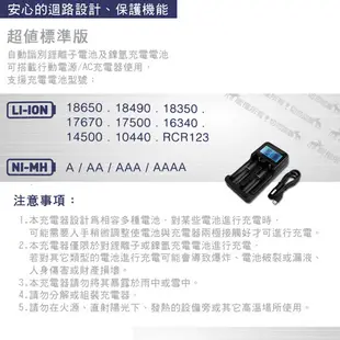 【LCD液晶充電器】雙槽複合式鎳氫電池/鋰電池充電器 18650 14500 NIMH AA AAA (4.1折)