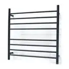RADIANT Heated Towel Rail/Rack ROUND Bar BLACK - 750 x 750mm - Bottom RIGHT p...