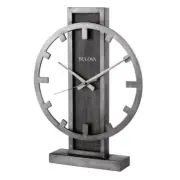 Bulova Table Clock 2.5"x12"x16" Contemporary w/Silver Tone Metal Case Indoor