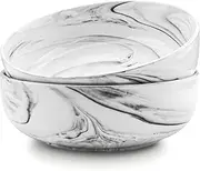 QIXIAOTOUQI Salad Bowls 8 inch 52 oz Large Serving Bowls Set of 2,Fruit Bowl Soup Bowl Pasta Bowl Popcorn Bowl Set Marble Grey Bowls Set for Soup, Salad, Ramen and Fruit, Dishwasher Microwave Safe