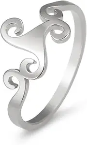 [kkjoy] Celtic Triskele Spiral Ring Stainless Steel Viking Triskelion Talisman Ring Irish Triple Spiral Amulet Jewelry for Women Men