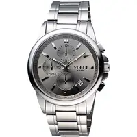 在飛比找PChome24h購物優惠-VOGUE 嶄新系列三眼計時腕錶-銀灰9V1407-251S