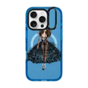 iPhone 16 Pro Impact Ring Stand Case MagSafe Compatible Haunted, Halloween Couture Girl