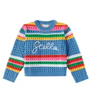 [Stella McCartney Kids] Stella McCartney Kids Open-knit striped cotton sweater Y 4 multicoloured
