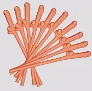 100 Willie Willy Pecker Penis Sipping Straws Hens Night Bridal Shower NUDE