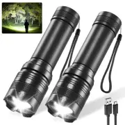 2Pack Rechargeable Flashlights, Tactical Flashlights High Lumens, Super Brigh...