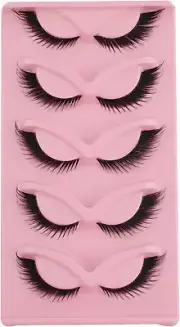 False Eyelashes Transparent Band Russian Strip Lashes D Curl Wispy Natural Lo...