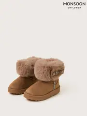 Monsoon Brown Bow Faux Fur Suedette Ankle Boots (AL8981) | $58 - $67