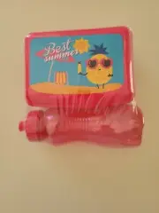TRUE LIVING Summer Pineapple Beach Pool Lake Water Bottle Food Container Pink