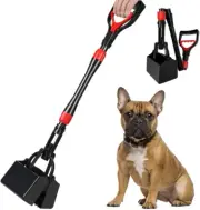 Dog Pooper Scooper 32'' Long Handle Foldable Pet Pooper Scooper Flat Bottom