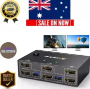 HDMI KVM Switch 2 Monitors 2 Computers 4K@60Hz, Camgeet USB3.0 KVM Switch Dual M