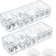 2Pcs Cable Storage Box with Wire Ties, Clear Cord Storage Box with Lid, Organizer for Home Office Desk Organizers Easy Install