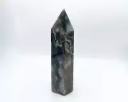 Black agate tower large crystal points agate obelisk