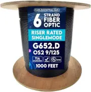 1000' 6 Strand OS2 9/125 Singlemode Indoor/Outdoor Riser Rated Fiber Optic Cable