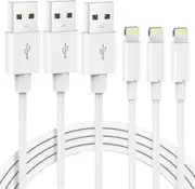 USB To 18W Lightning Cable For iPhone iPad (3 Pack, 2m, White)