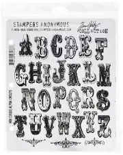 Stampers Anonymous Tim Holtz Cling Stamps 7"X8.5", Mini Cirque Alpha
