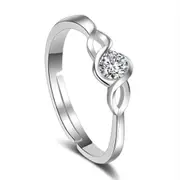 4PCS Copper Ring Women Fashion Jewelry Geometric Heart - Shaped Opening Ring
