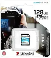 Kingston 128GB SDXC Canvas Go Plus 170MB/s Read UHS-I, C10, U3, V30 Memory Card (SDG3/128GBCR)