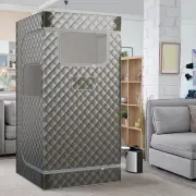 CostwayPortable Steam Sauna Full Body Sauna Box with 3L Steam Generator-Grey